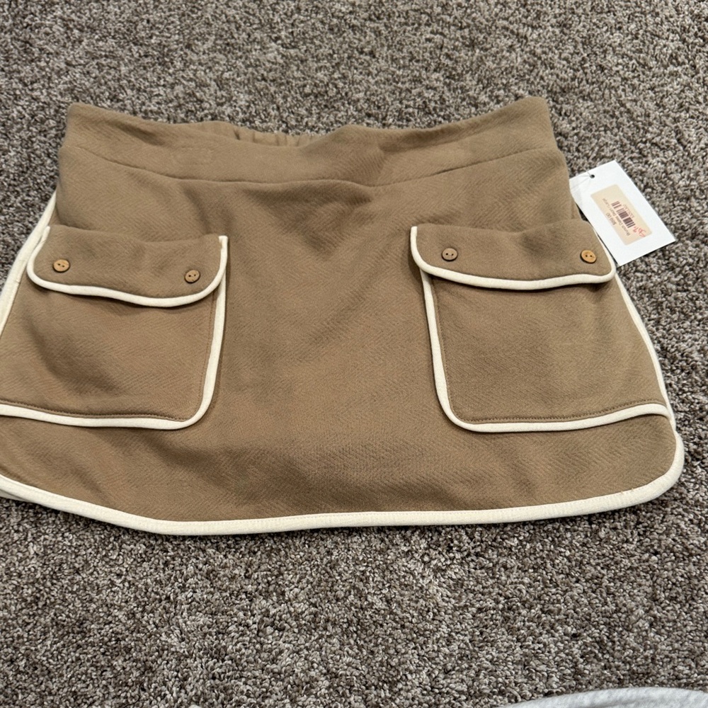 BUCKETLIST Tan Mini Skirt with Pockets